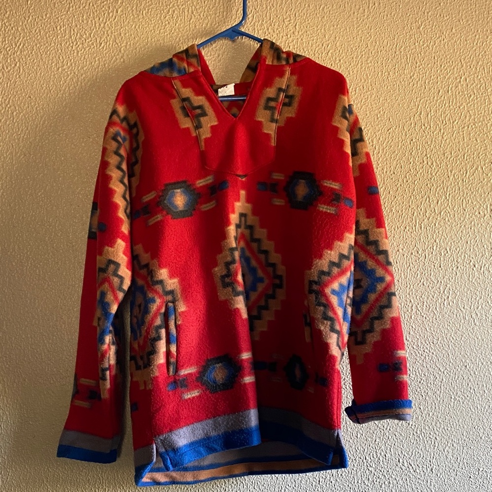 Vibrant Red and Blue Patterned Women's Jacket
